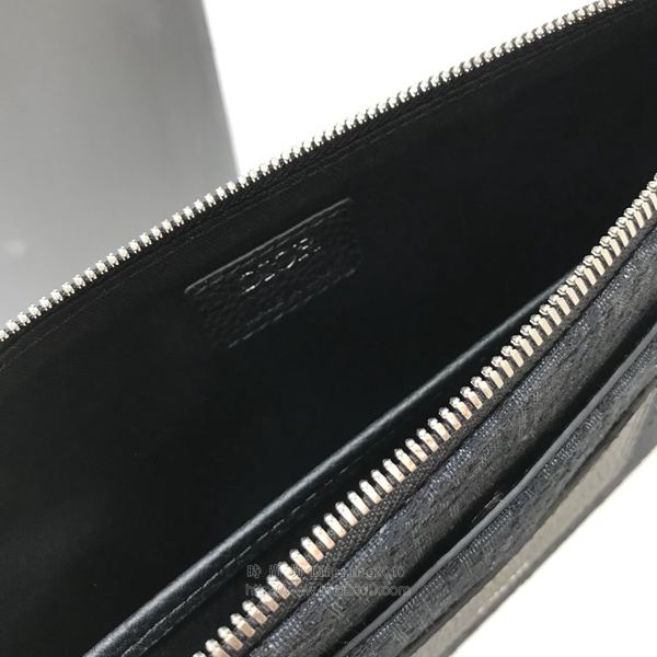 Dior包 迪奧手包 Dior Oblique帆布和黑色粒面小牛皮手拿包  Dyd1022